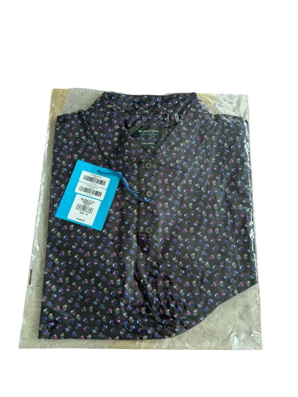 BUGATCHI Men’s Multicolor Skull Print Long Sleeve Shirt Sz Medium NEW NWT